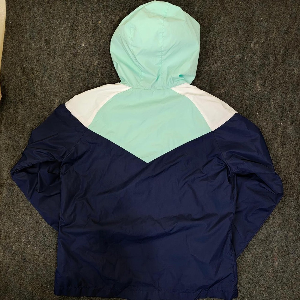 BCG Womens Windbreaker Jacket Blue White Mint Green Colorblock Hooded Size M - Picture 3 of 5